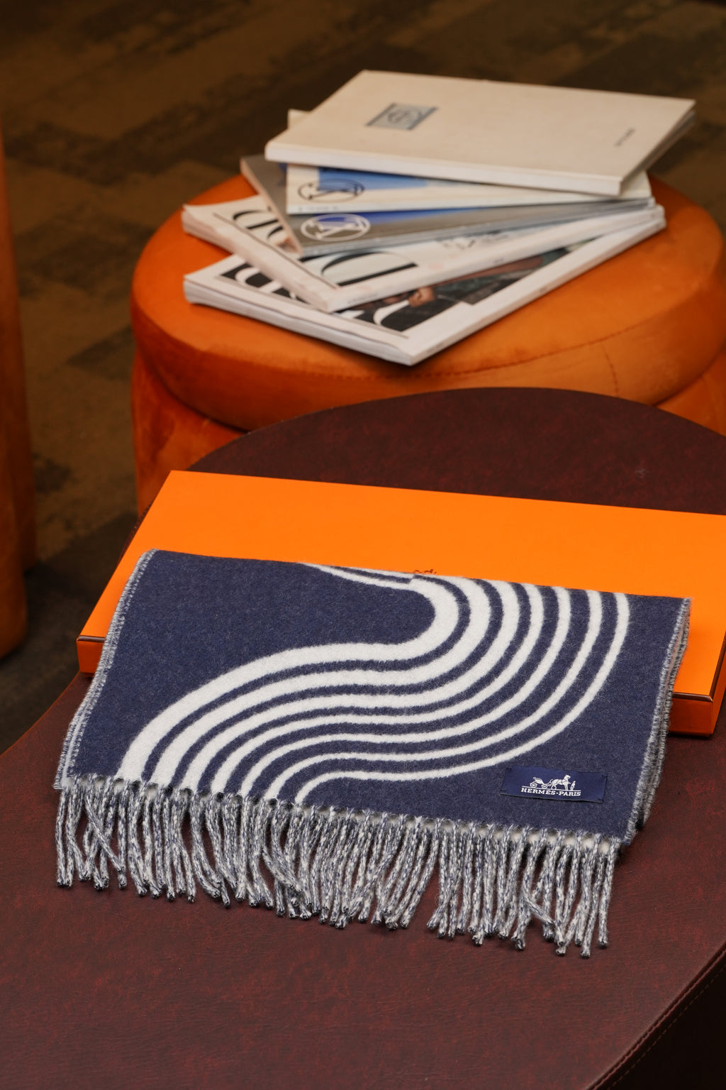Hermes Scarf Cashmere (Blue)