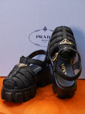 Prada Raffia Platform Sandals