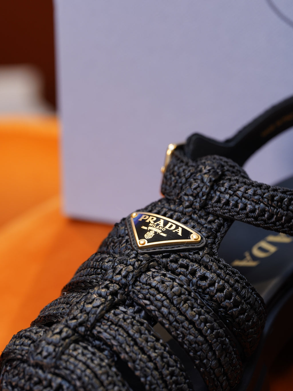 Prada Raffia Platform Sandals