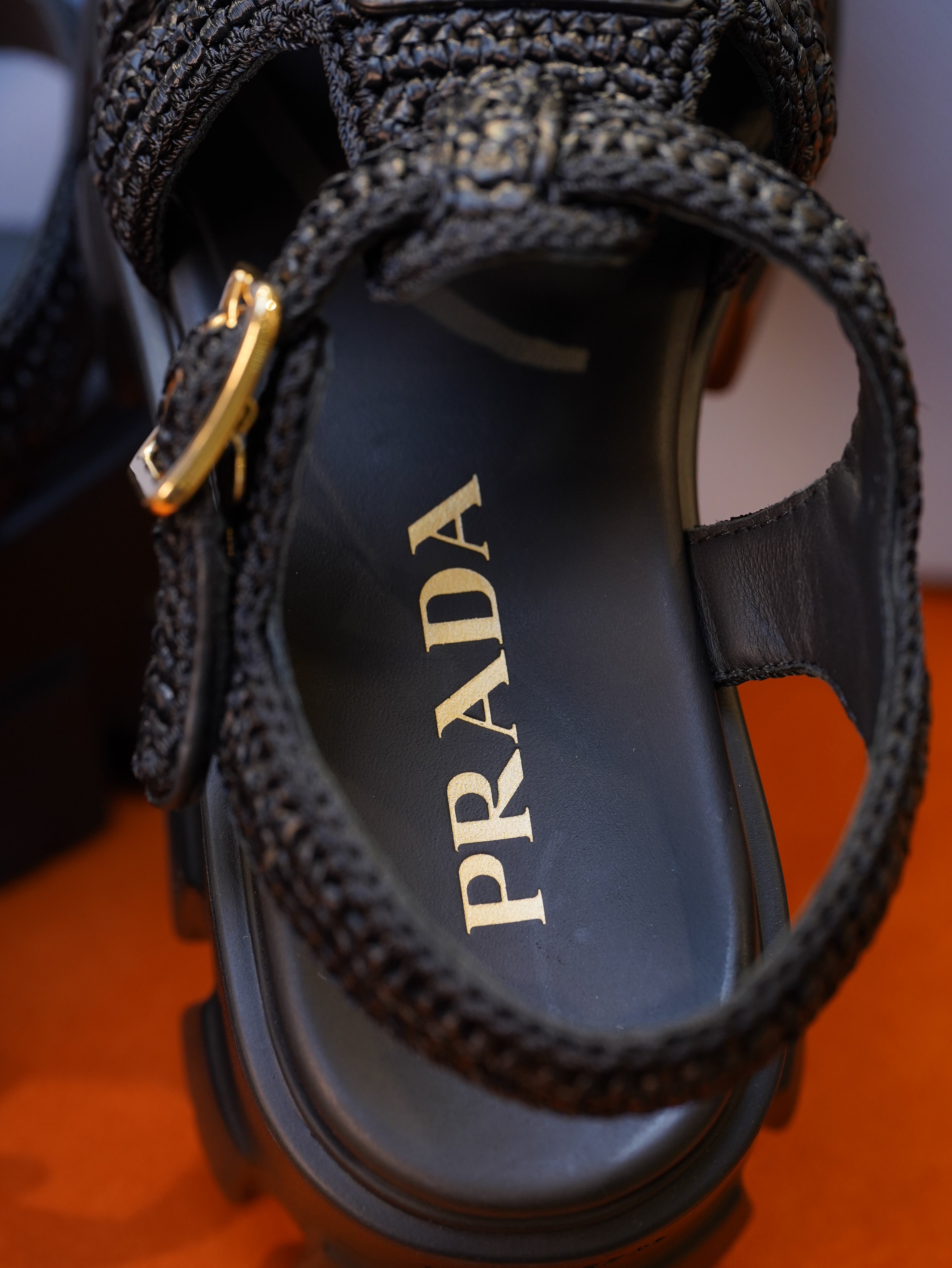 Prada Raffia Platform Sandals