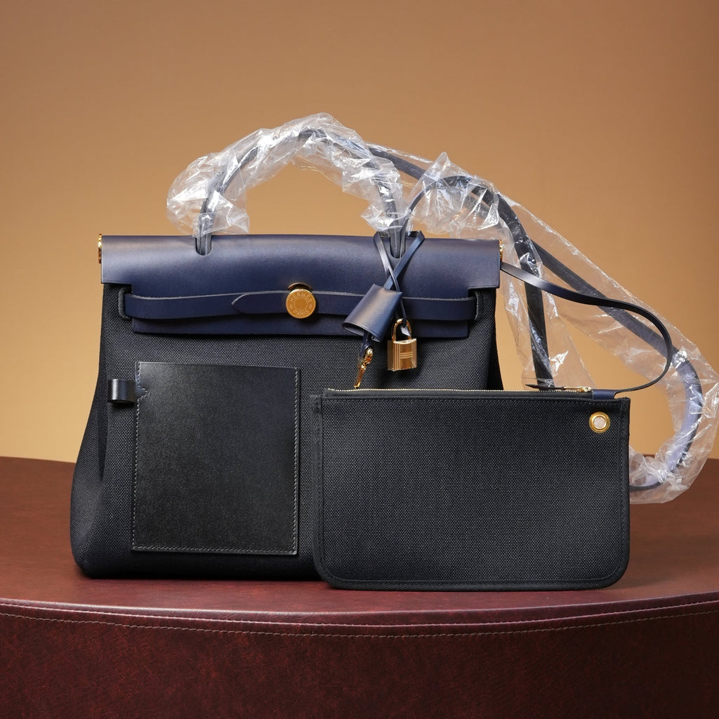 Hermes Herbag Zip Pocket 31 - Bleu/Noir