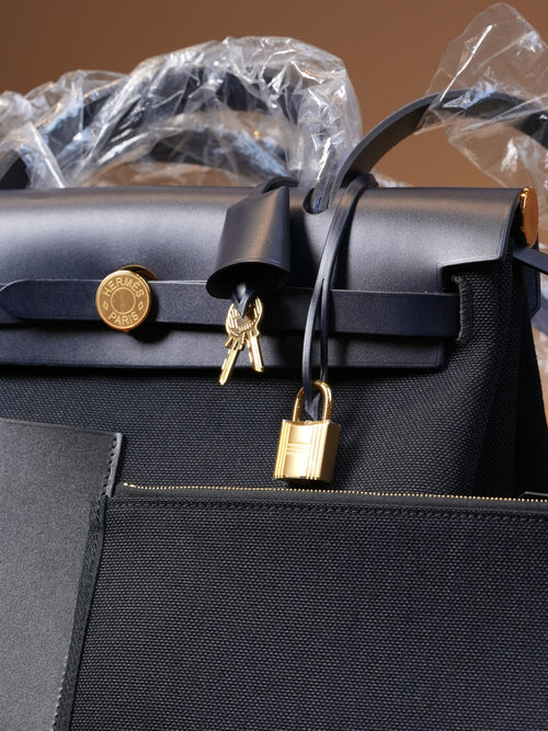 Hermes Herbag Zip Pocket 31 - Bleu/Noir