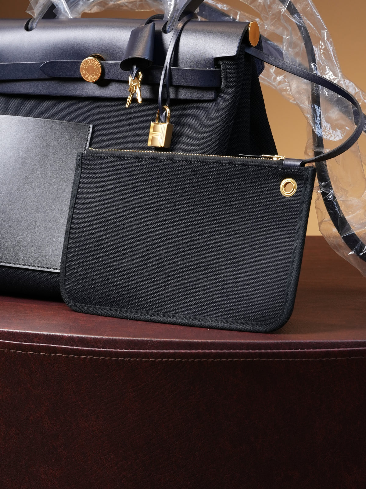 Hermes Herbag Zip Pocket 31 - Bleu/Noir